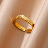 Simple Stainless Steel Geometric Opening Couple Ring Electroplated