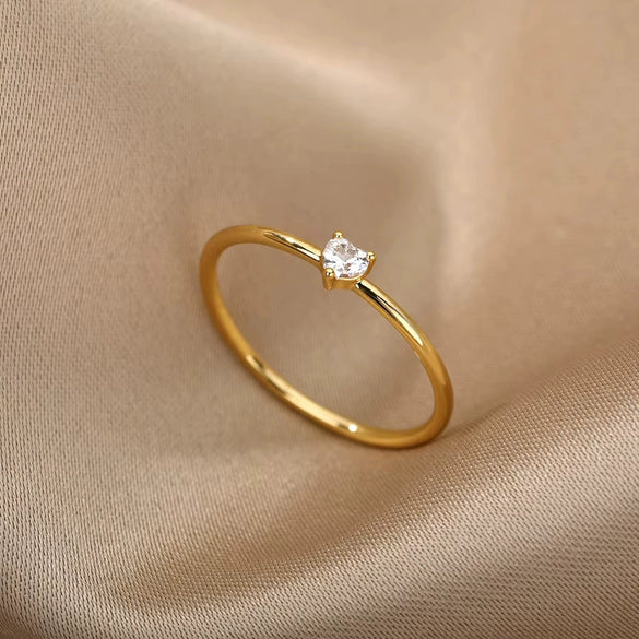 Simple Stainless Steel Geometric Opening Couple Ring Electroplated