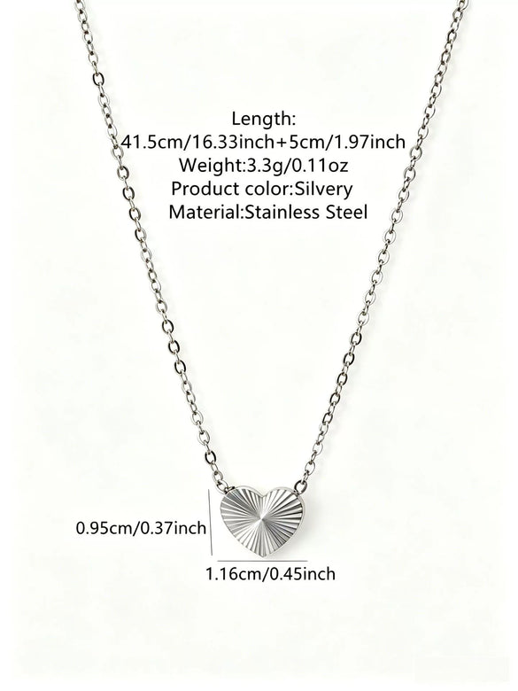 Simple Stainless Steel Heart Jewelry Set For Women With Electroplated Necklace Bracelet And Earrings