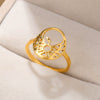 Simple Stainless Steel Heart Shaped Geometric Ring Plated With Gold For Men And Women