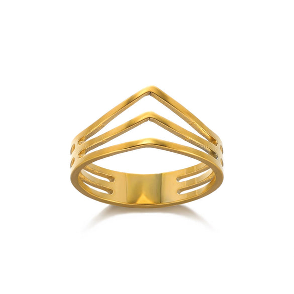 Simple Stainless Steel Heart Shaped Geometric Ring Plated With Gold For Men And Women