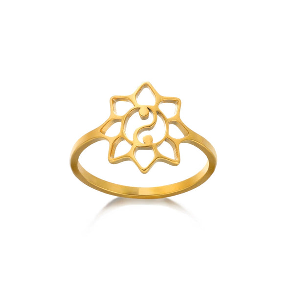 Simple Stainless Steel Heart Shaped Geometric Ring Plated With Gold For Men And Women
