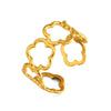 Simple Stainless Steel Hollow Five Leaf Flower Open Ring For Women With Electroplated Floral Design