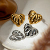 Simple Stainless Steel Loveshaped Electroplated Earrings For Women