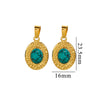Simple Stainless Steel Oval Turquoise Totem Pendant Necklace For Women Electroplated Jewelry Accessories
