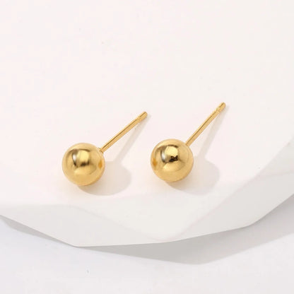 1 Piece Simple Style Round Plating 201 Stainless Steel 18K Gold Plated Earrings Ear Studs