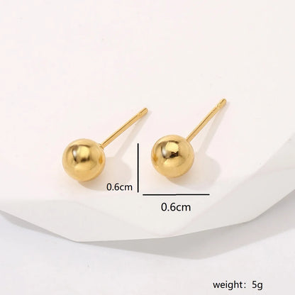 1 Piece Simple Style Round Plating 201 Stainless Steel 18K Gold Plated Earrings Ear Studs