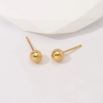 1 Piece Simple Style Round Plating 201 Stainless Steel 18K Gold Plated Earrings Ear Studs