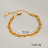 Simple Stainless Steel Rhombus Chain Bracelet Set For Unisex With 18K Gold Electroplating