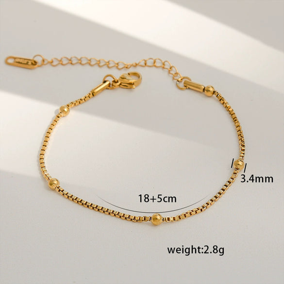Simple Stainless Steel Rhombus Chain Bracelet Set For Unisex With 18K Gold Electroplating
