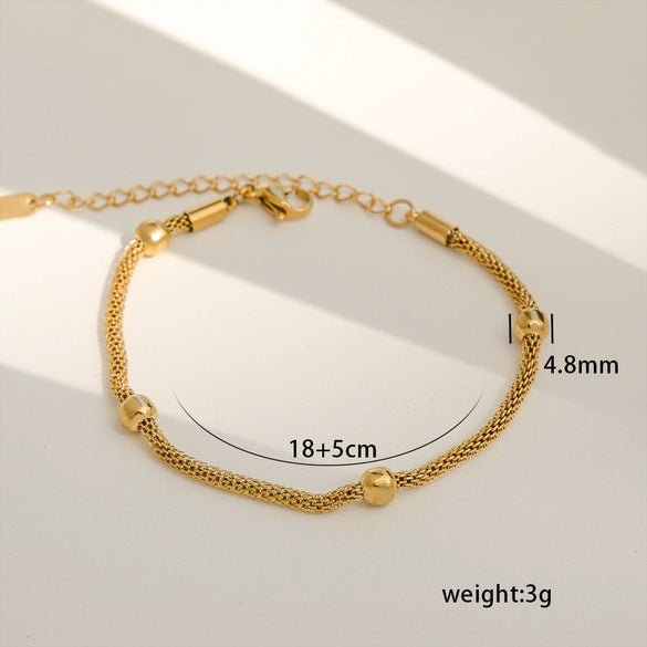 Simple Stainless Steel Rhombus Chain Bracelet Set For Unisex With 18K Gold Electroplating