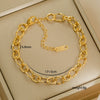 Simple Stainless Steel Rhombus Chain Bracelet Set For Unisex With 18K Gold Electroplating