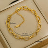 Simple Stainless Steel Rhombus Chain Bracelet Set For Unisex With 18K Gold Electroplating