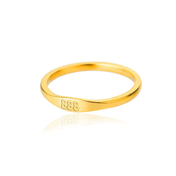 Simple Stainless Steel Ring With Gold Inlaid Letters Numbers Text For Men And Women