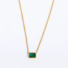 Simple Stainless Steel Square Zircon Tricolor Pendant Necklace With Geometric Pattern Plated 18K Gold On Ochain