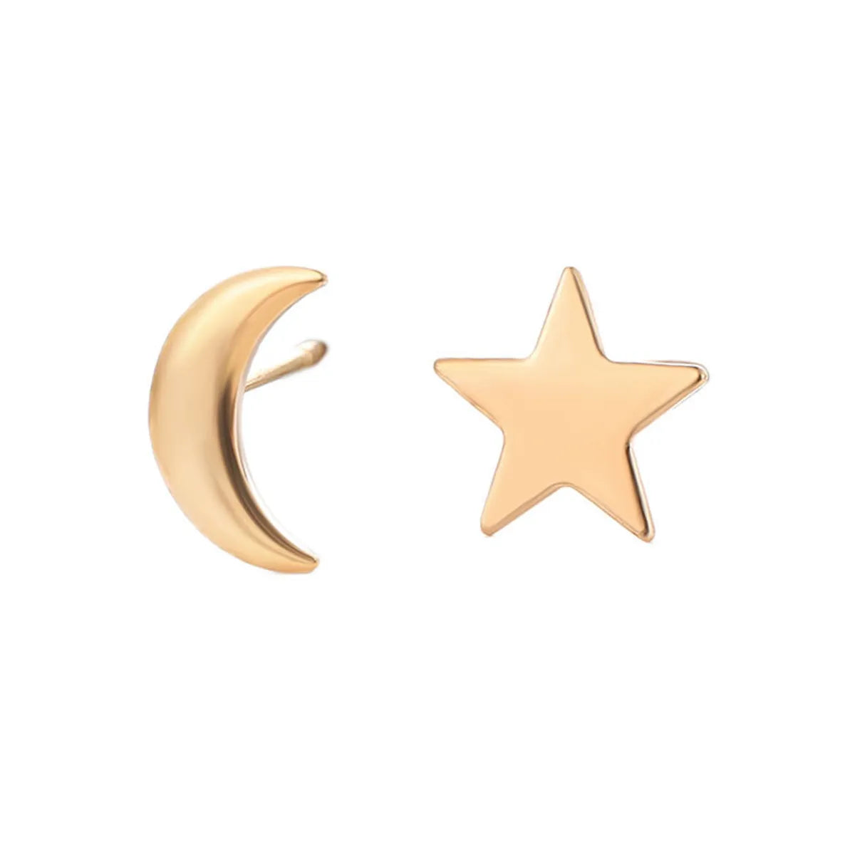 Simple Star And Moon Asymmetrical Earrings