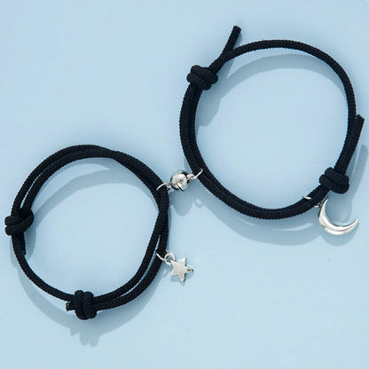 Foreign Ornament Simple Star Moon Couple Girlfriends Handmade Rope Adjustable Magnet Magnetic Bracelet