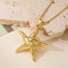 Simple Starfish Micropaved Copper Zircon Pendant Necklace And Earrings For Women