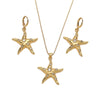 Simple Starfish Micropaved Copper Zircon Pendant Necklace And Earrings For Women