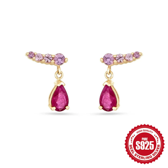 Simple 925 Sterling Silver Cshaped Geometric Style Water Drop Diamond Drop Earrings For Women