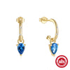 Simple 925 Sterling Silver Cshaped Geometric Style Water Drop Diamond Drop Earrings For Women