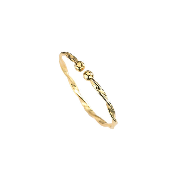 Simple Sterling Silver Geometric Wavy Woven Rope Open Ring With Thin Lines Adjustable Tail Design For Women
