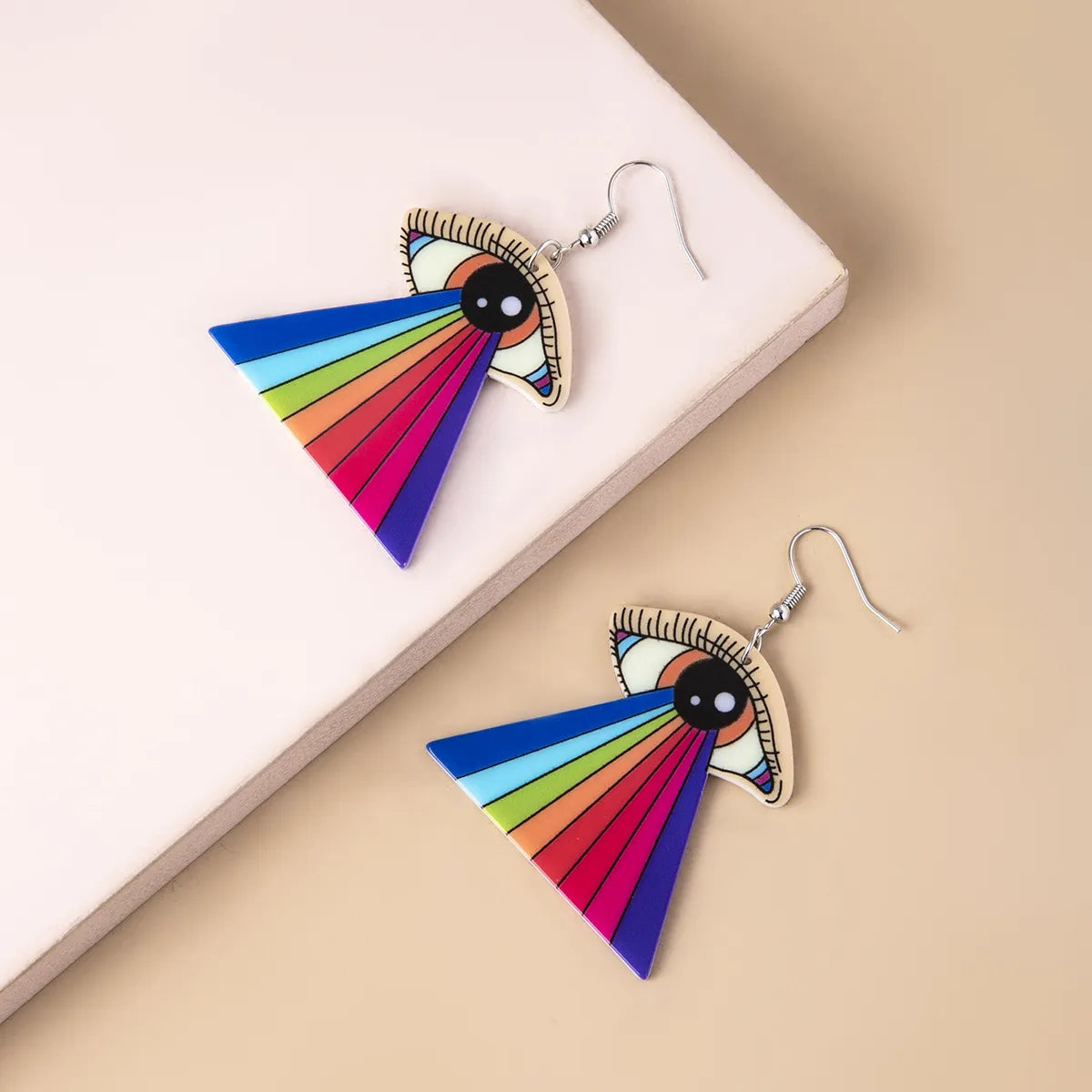 Fashion Geometric Rainbow Eye Printing Arylic Acrylic Earrings