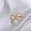 As Picture Simple Style Geometric Inlaid Pearls Alloy Pearl Earrings