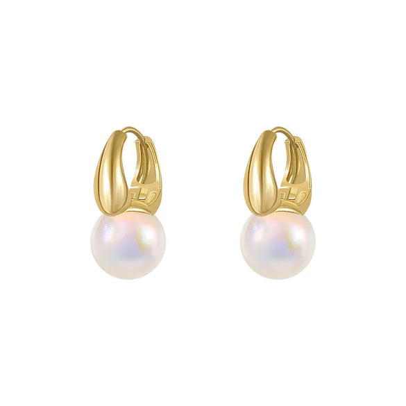 As Picture Simple Style Geometric Inlaid Pearls Alloy Pearl Earrings