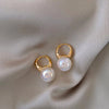 As Picture Simple Style Geometric Inlaid Pearls Alloy Pearl Earrings