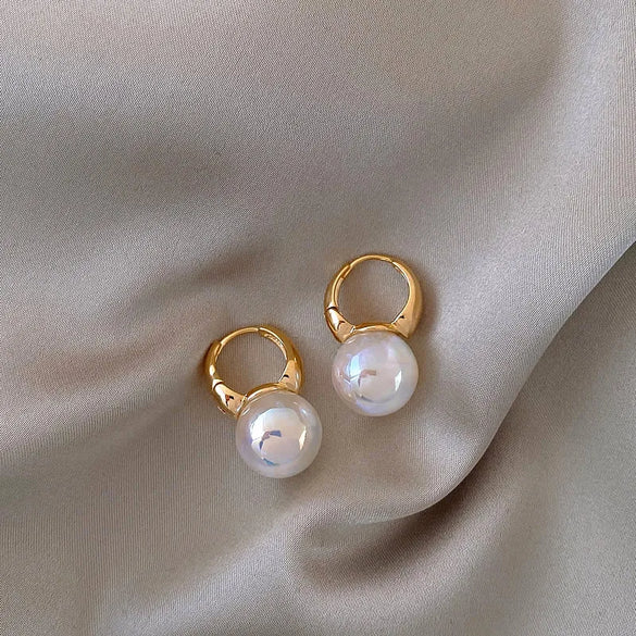 As Picture Simple Style Geometric Inlaid Pearls Alloy Pearl Earrings
