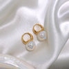 As Picture Simple Style Geometric Inlaid Pearls Alloy Pearl Earrings