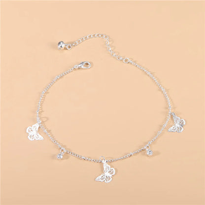 Simple Style Animal Cross Moon Gold Plated Silver Plated Imitation Pearl Alloy Wholesale Anklet