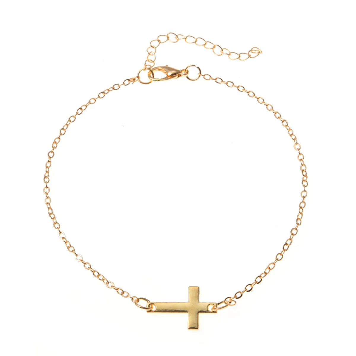 Simple Style Animal Cross Moon Gold Plated Silver Plated Imitation Pearl Alloy Wholesale Anklet