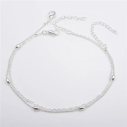 Simple Style Animal Cross Moon Gold Plated Silver Plated Imitation Pearl Alloy Wholesale Anklet