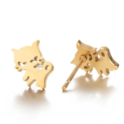 Simple Style Animal Stainless Steel Plating Hollow Out Ear Studs 1 Pair