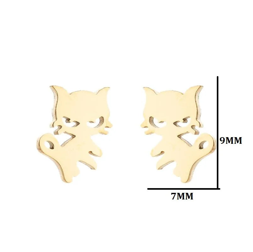 Simple Style Animal Stainless Steel Plating Hollow Out Ear Studs 1 Pair