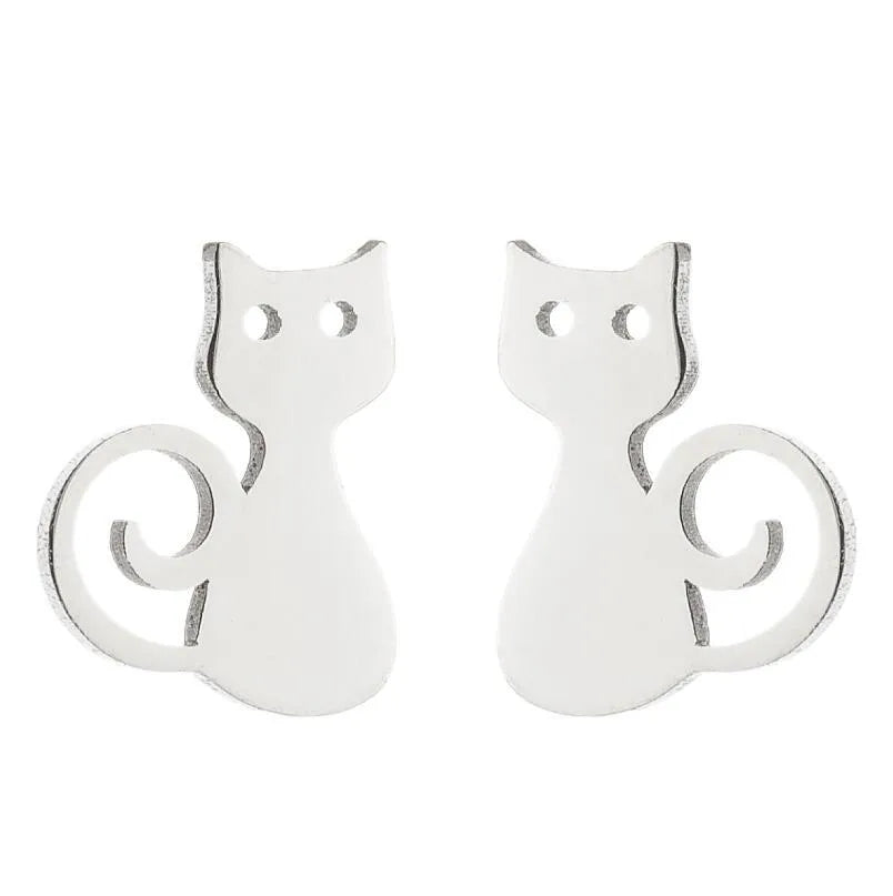 Simple Style Animal Stainless Steel Plating Hollow Out Ear Studs 1 Pair