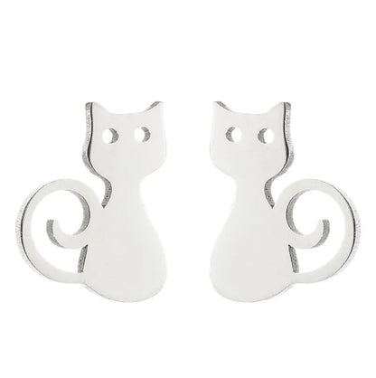 Simple Style Animal Stainless Steel Plating Hollow Out Ear Studs 1 Pair