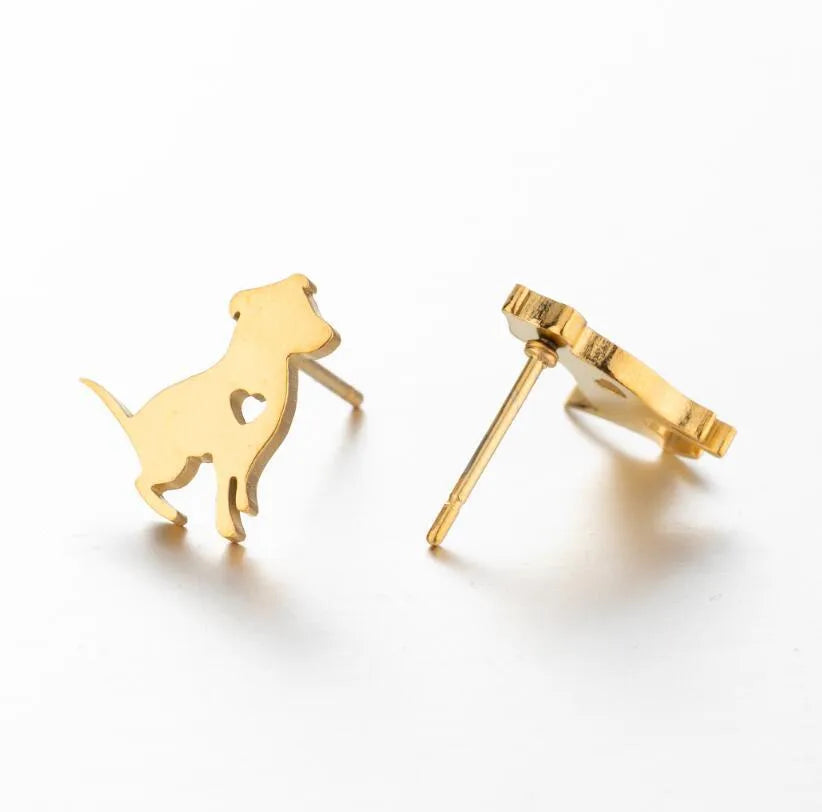 Simple Style Animal Stainless Steel Plating Hollow Out Ear Studs 1 Pair