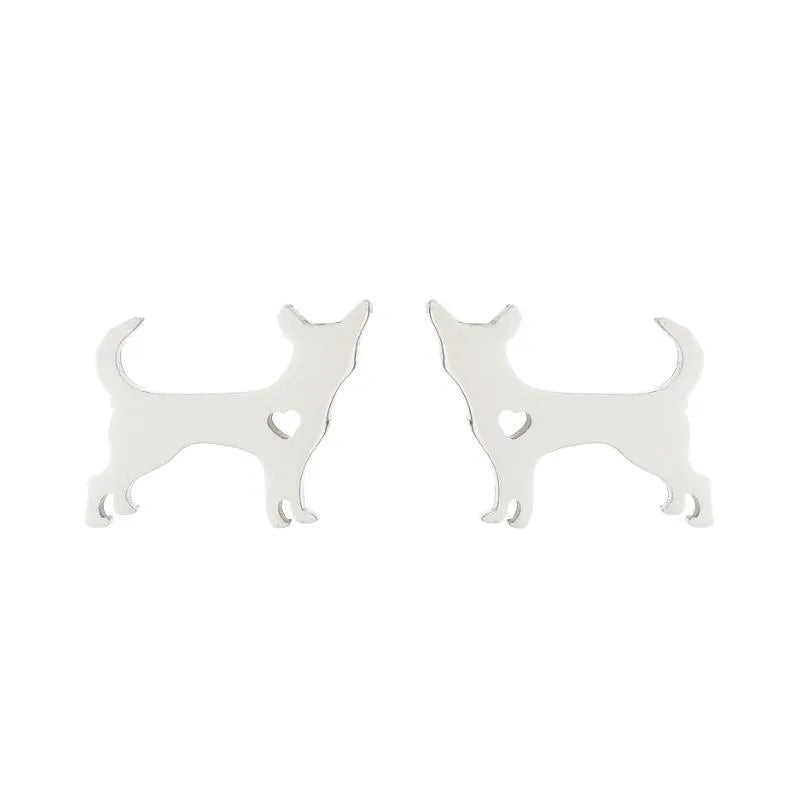 Simple Style Animal Stainless Steel Plating Hollow Out Ear Studs 1 Pair