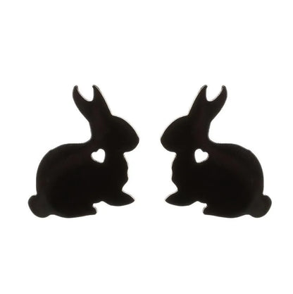 Simple Style Animal Stainless Steel Plating Hollow Out Ear Studs 1 Pair