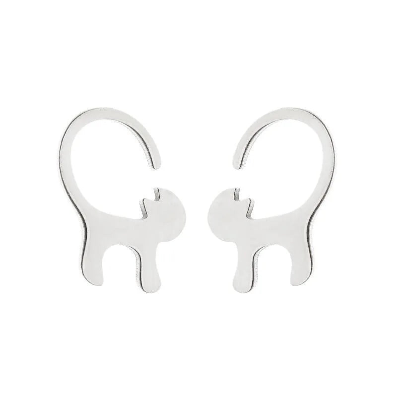 Simple Style Animal Stainless Steel Plating Hollow Out Ear Studs 1 Pair