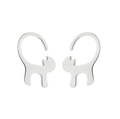 Simple Style Animal Stainless Steel Plating Hollow Out Ear Studs 1 Pair