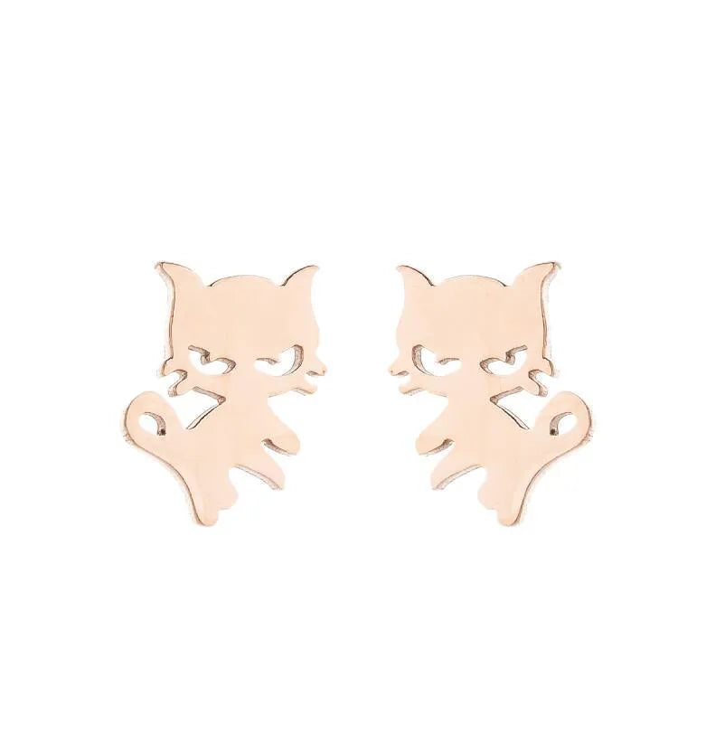 Simple Style Animal Stainless Steel Plating Hollow Out Ear Studs 1 Pair