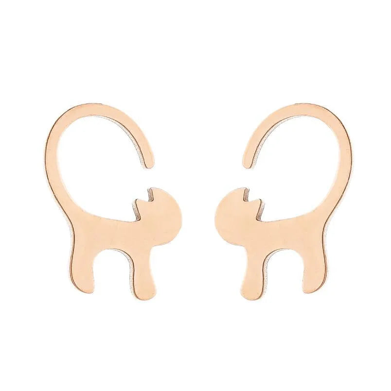 Simple Style Animal Stainless Steel Plating Hollow Out Ear Studs 1 Pair