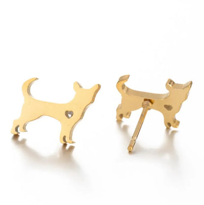 Simple Style Animal Stainless Steel Plating Hollow Out Ear Studs 1 Pair