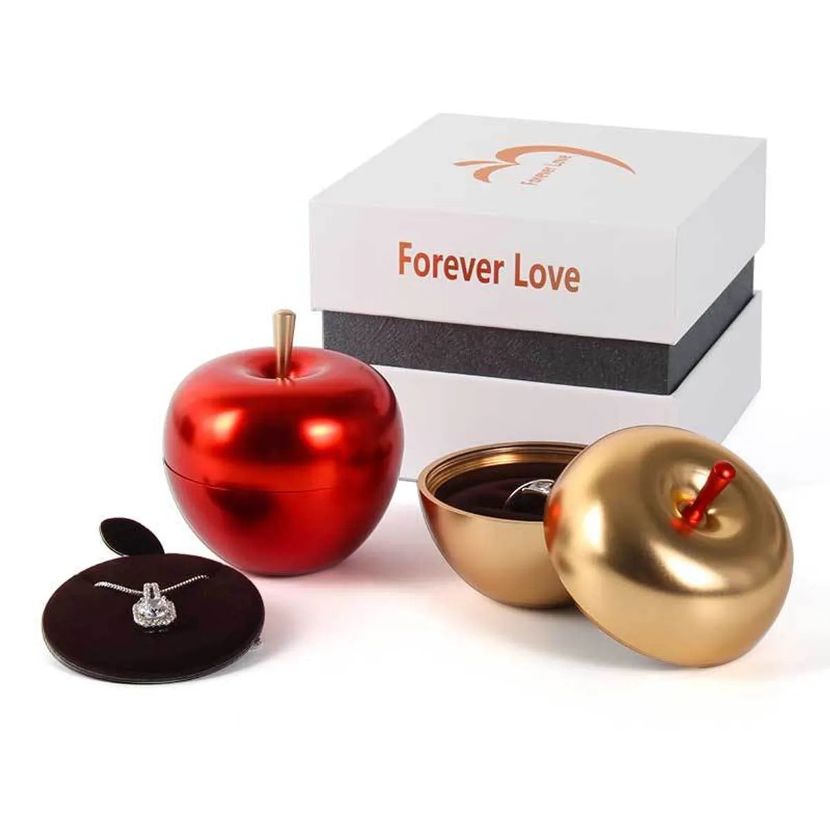 Simple Style Apple Metal Jewelry Boxes