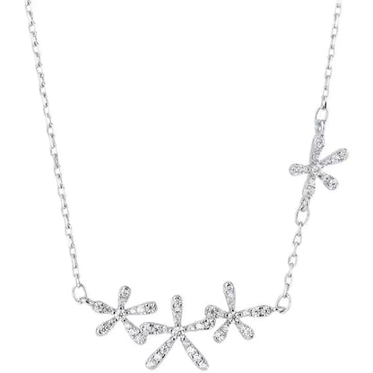 Simple Style Artistic Flower Sterling Silver Zircon Necklace In Bulk