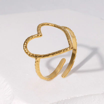 Simple Style Artistic Heart Shape Stainless Steel Gold Plated Silver Plated Open Ring In Bulk